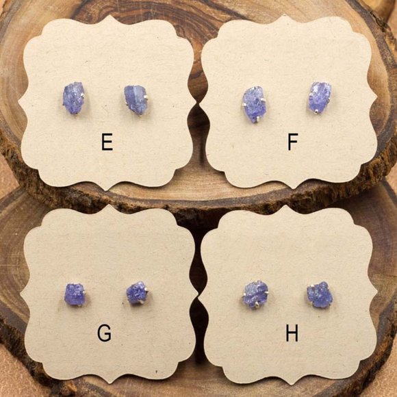 Tanzanite and Sterling Silver Crystal Stud Earrings - Choose the Pair you want - Picture 3 of 4